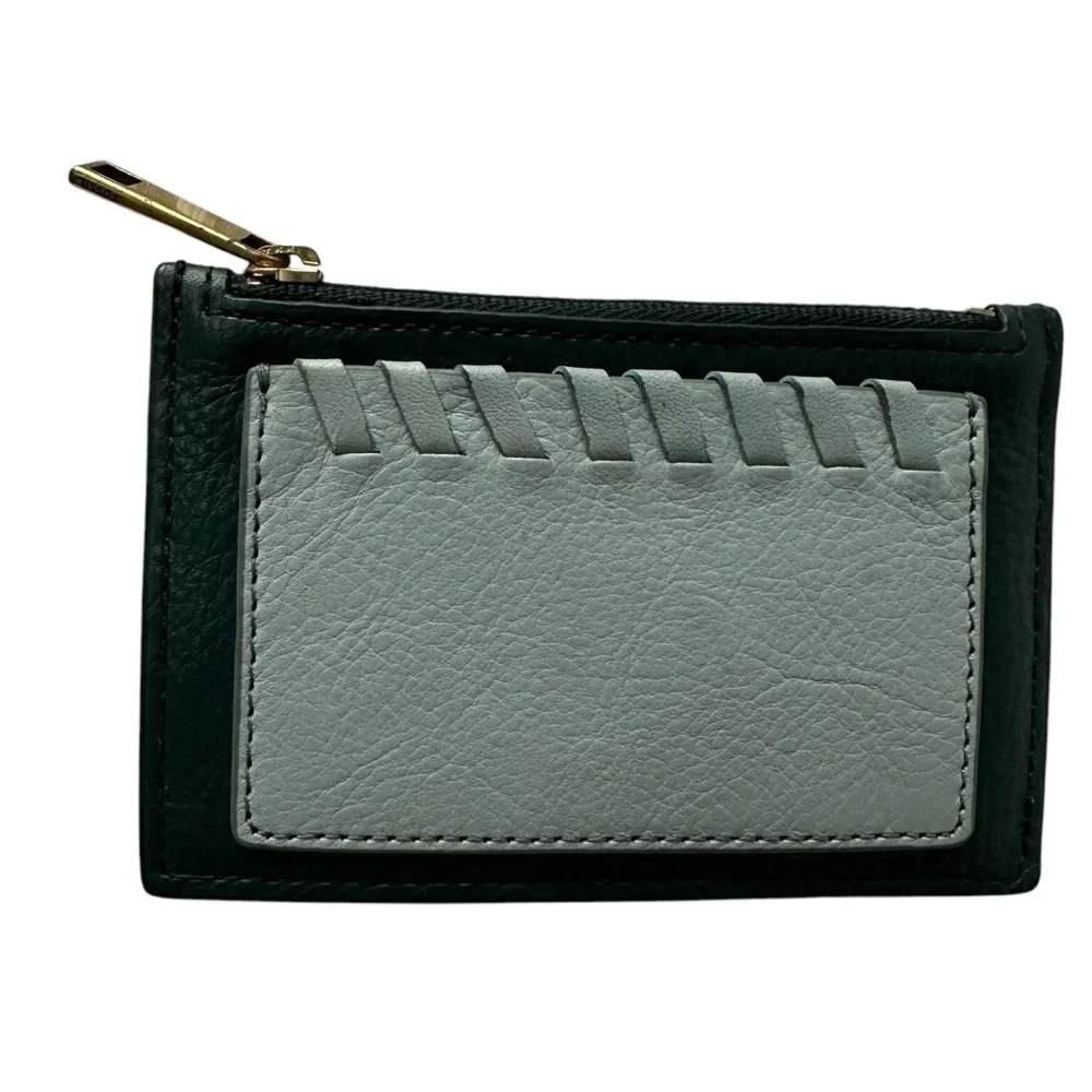 Fossil Shelby Zip Coin Green Leather Card Holder